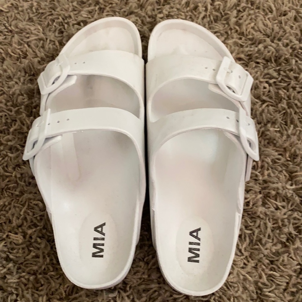 white sandals